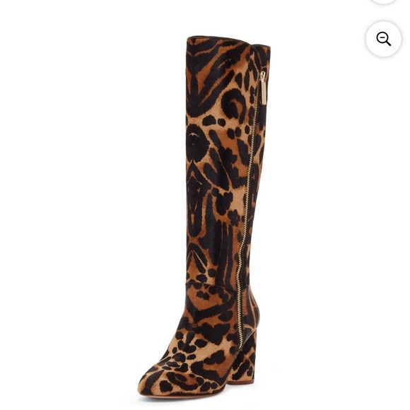 Louise et Cie Shoes - Louise Et Cie Zenia Genuine Calf Hair Knee High Leopard Print Block Heel Boots 7